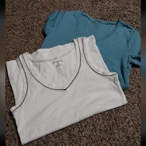 Eddie Bauer blue t-shirt and white tank top size xs.